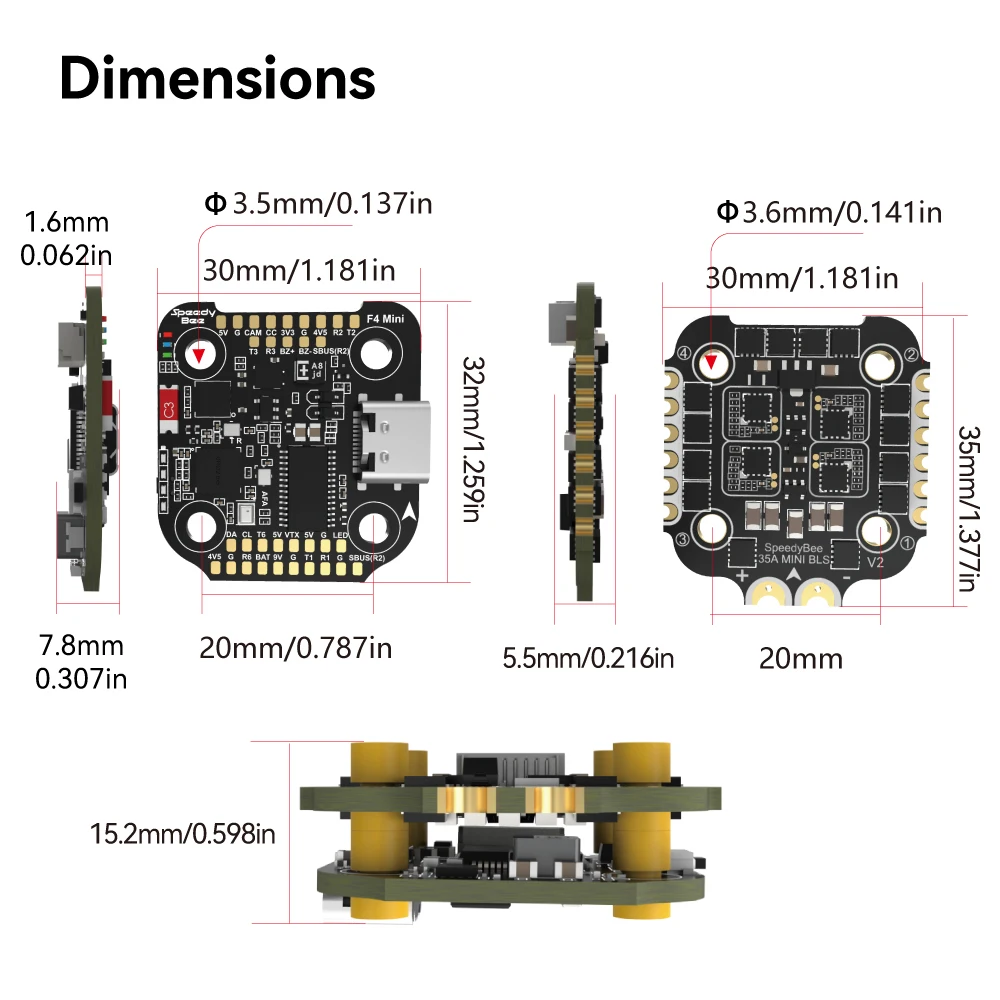 Контроллер полета SpeedyBee F405 Mini BLS 35A 20x20 ESC