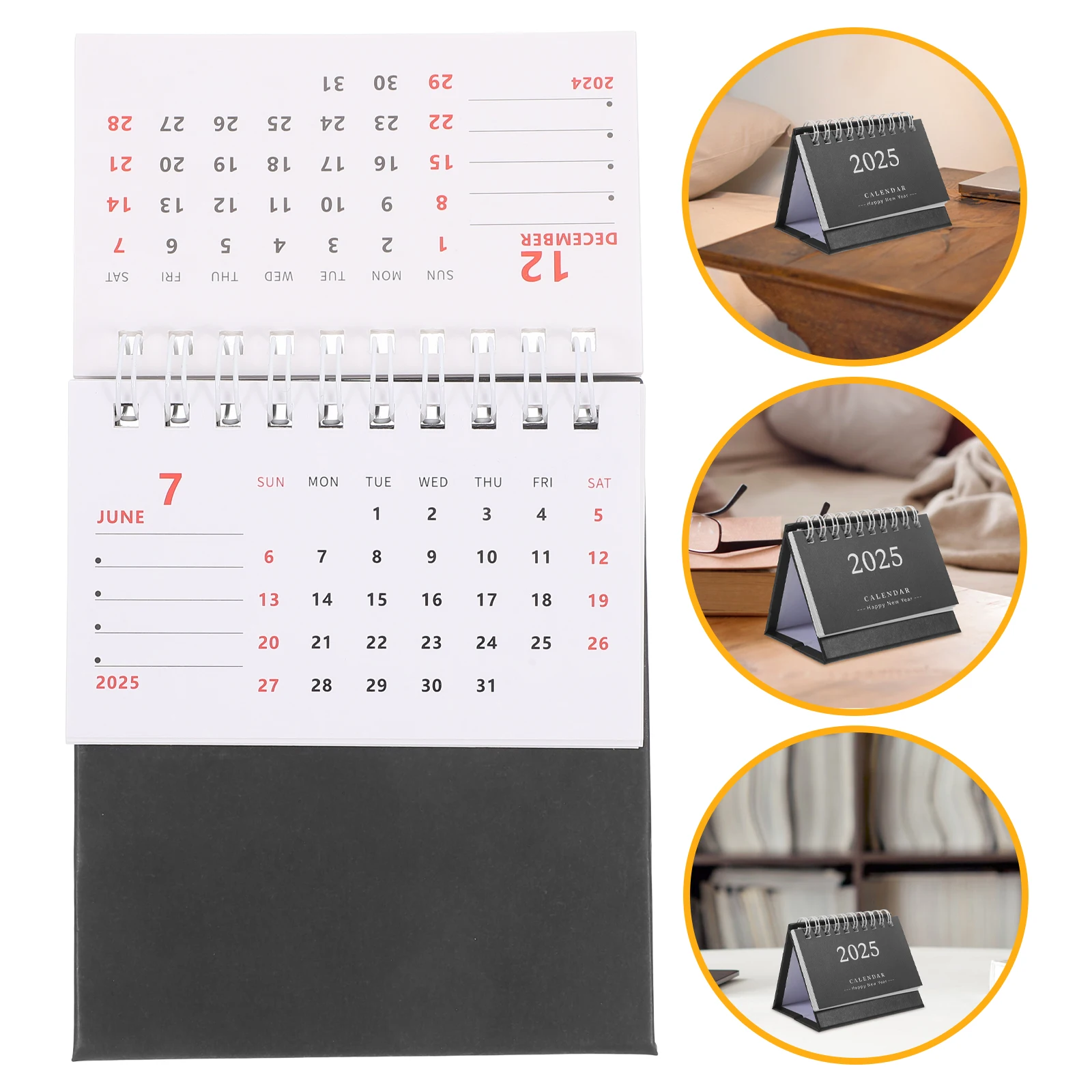 Mini Desk Calendar 2024 2025 Daily Use Small Standing Planner Monthly Note Home Office Supplies Blue Color Design