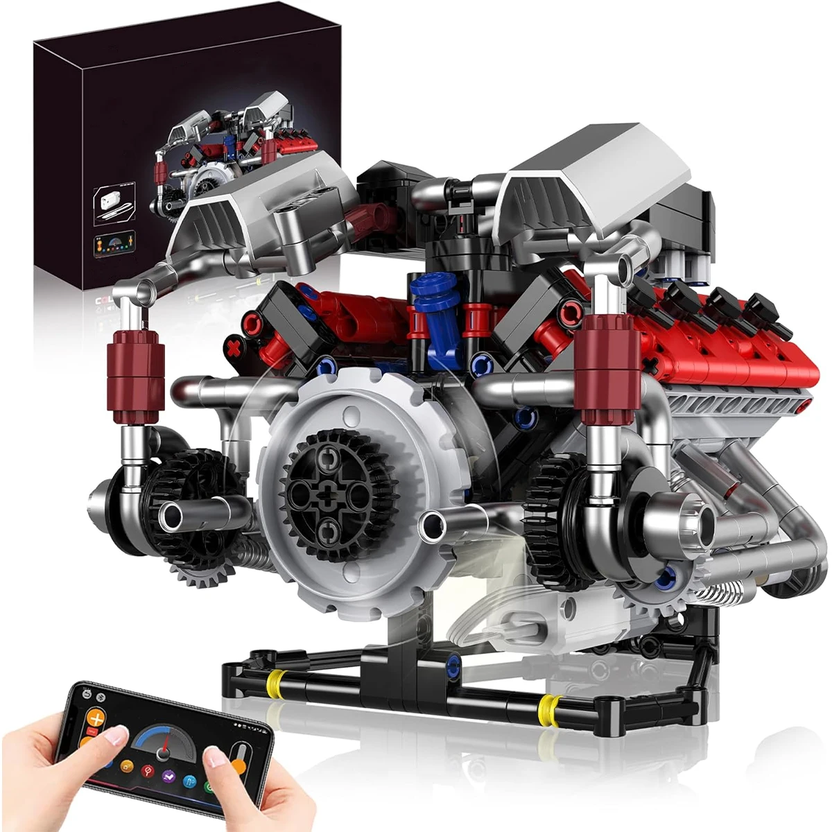 BRASTOY Conjunto De Blocos De Construção De Motor V8 700 Pcs