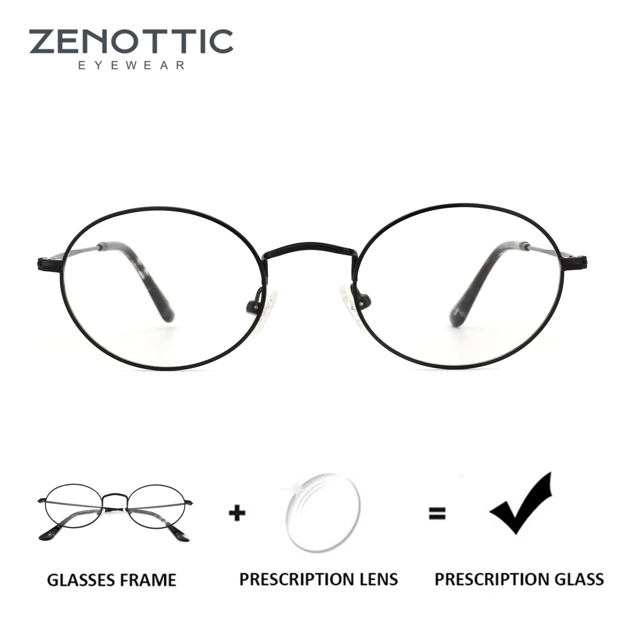 ZENOTTIC M حجم أنيق معدني البيضاوي النظارات الطبية للنساء الرجال مكافحة الضوء الأزرق قصر النظر النظارات البصرية #1