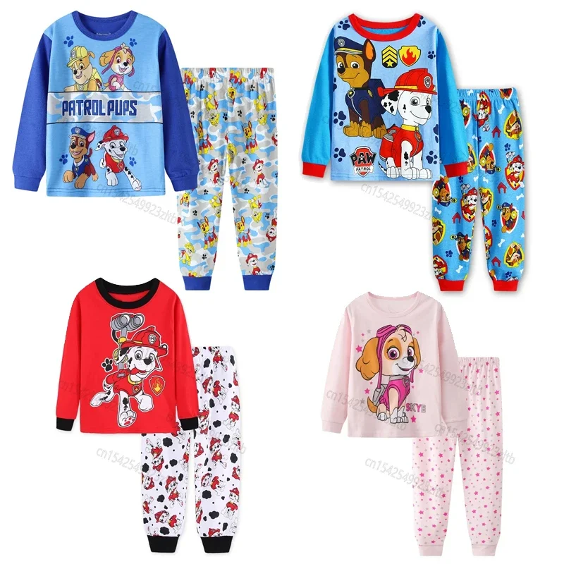 2 pz/set Paw Patrol Cartoon pigiama Suit Chase Marshall Rocky Skye bambini manica lunga Anime vestiti per la casa bambini ragazzi ragazze regali