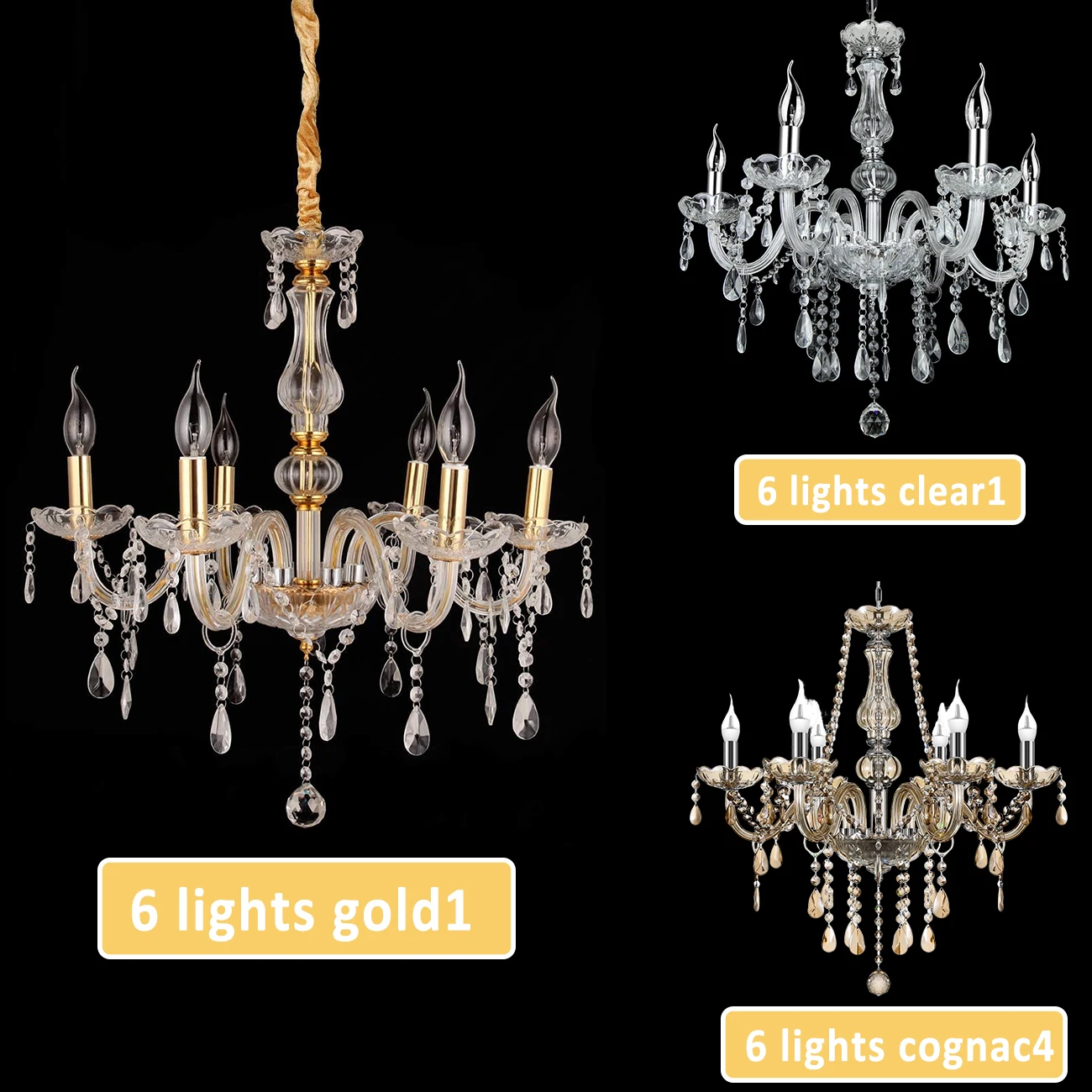 Ridgeyard Classic 6 Lights frędzle żyrandol 6 Arms Crystal Lustre lampa sufitowa do dekoracji pokoju luksusowa świeczka oświetlenie