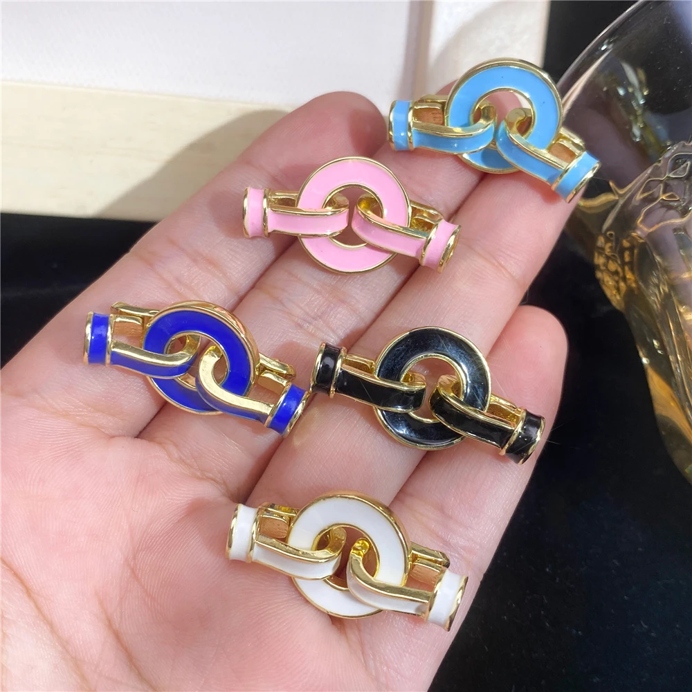 Juya New Fashion Gold Plated Jewelry Making Supplies Bidirectional Drip Oil Connectors Light Luxury Supplies For Jewelry Clasps