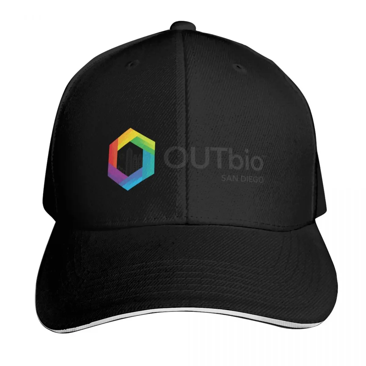 

OUTbio San Diego Rainbow Logo with Horizontal Black Text Baseball Cap Christmas Hat winter hats for men Designer Man Women's