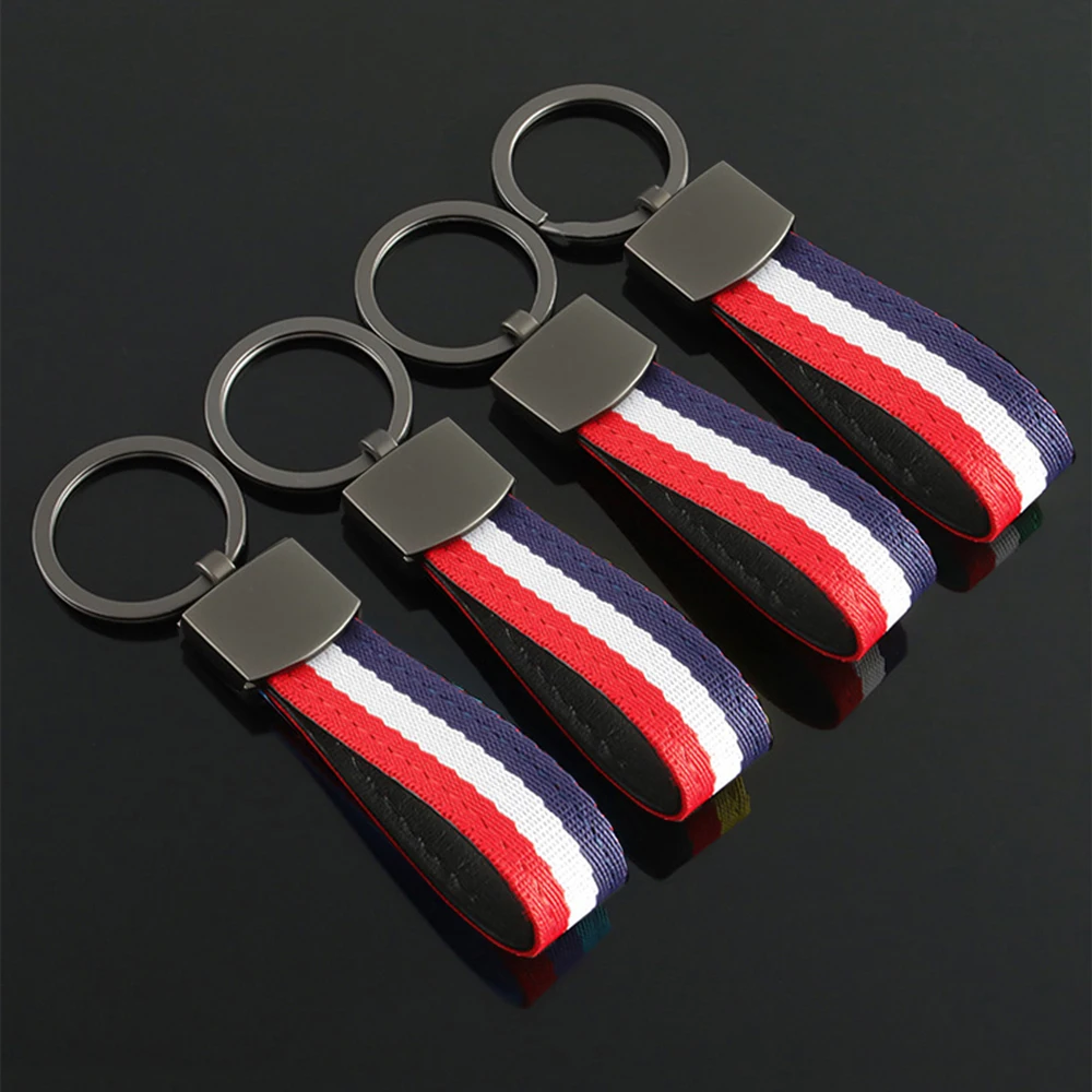 

Three Color Ribbon Leather Car Key Fobs Keyring Key Chain Decoration For Bmw M Performance G30 G32 Auto Interior Accessories
