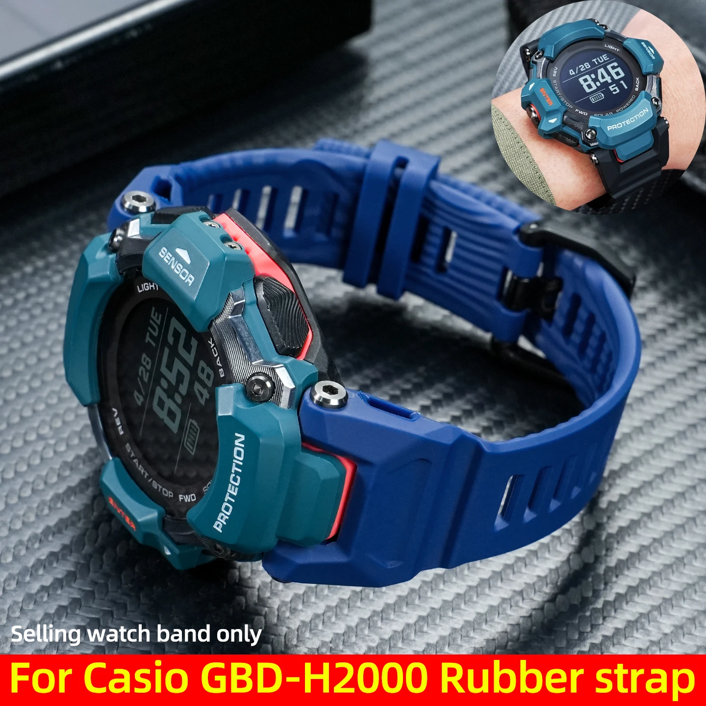 

GBD-H2000 Notched Rubber strap For Casio 3515 GBD H2000 sports silicone watch band men's Bracelet wristband watch accessories