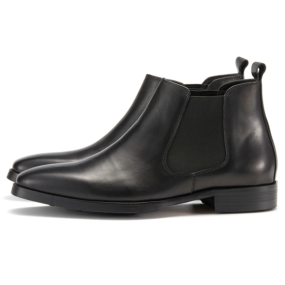 High Quatliy Claf Leather Men's Chelsea Boots Slip on Ankle Boots Motorcycle Genuine Leather Driving Boot Shoes for Men in Stock view 3