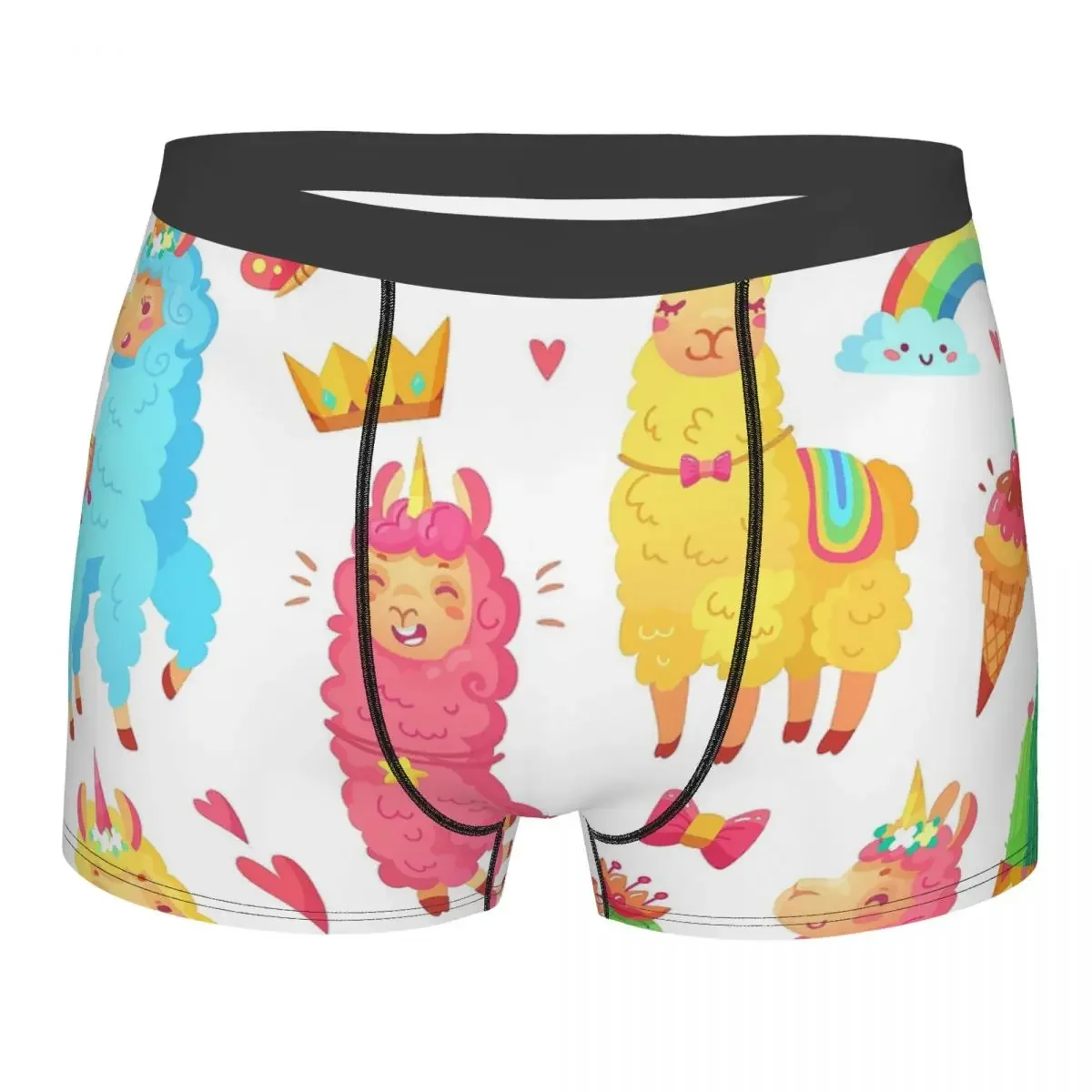 The Colours Of  Rainbow Alpaca Clever Lively Naughty Lovely Cherubic Underpants Cotton Panties Male Underwear Print Briefs