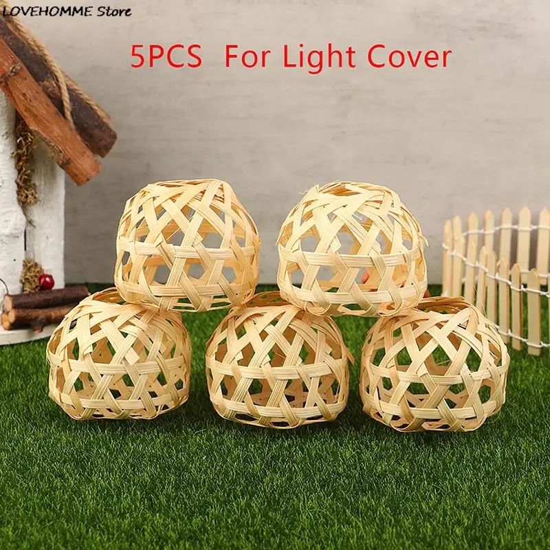 5PCS Bamboo Handwoven Lamp Shade Removable Light Cover Hexagonal Eye Small Bamboo Cage