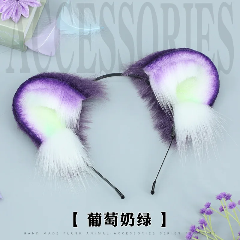 

Faux Fur Purple Animal Headband Hamster Plush Round Ears Cosplay Hair Clips Night Party Cosplay Prop Anime Lolita Hairband