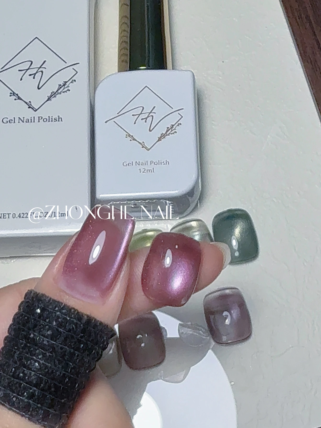 ZH-esmalte de uñas en Gel para ojos de gato, cuentas de cristal rosa y marrón de alta densidad, Y2K, Gel blanqueador Popular, 1 Uds.