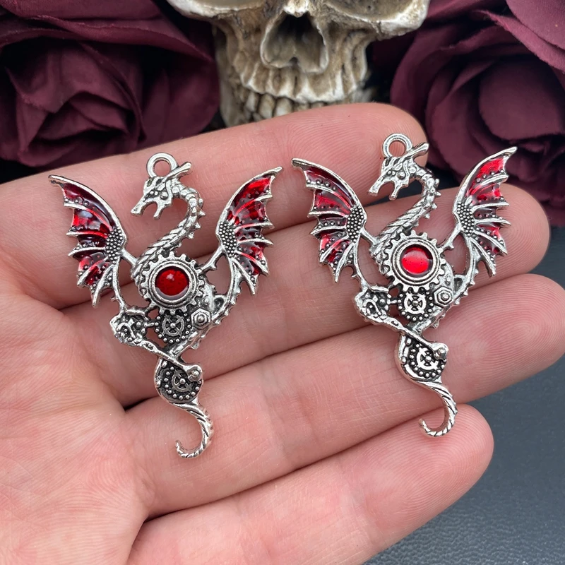 3pcs Gothic Fly Dragon Charms for DIY Jewellery Making