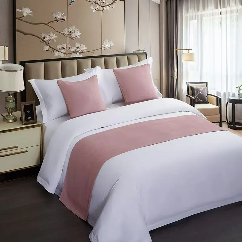 

New Hotels Homestays Decorative Bed Flags Simple Two Tone Bed End Towel Soft Comfortable Bed Tail Cushion Hugging Pillow Cover