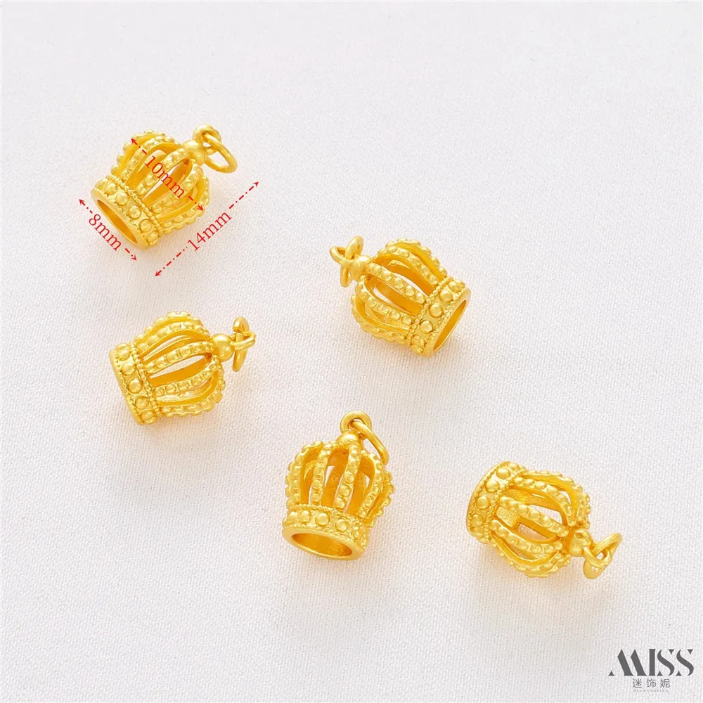 

18K Gold-wrapped Gold Hollow Lace Crown Pendant DIY Coronation Bracelet Necklace Jewelry Accessories for Love