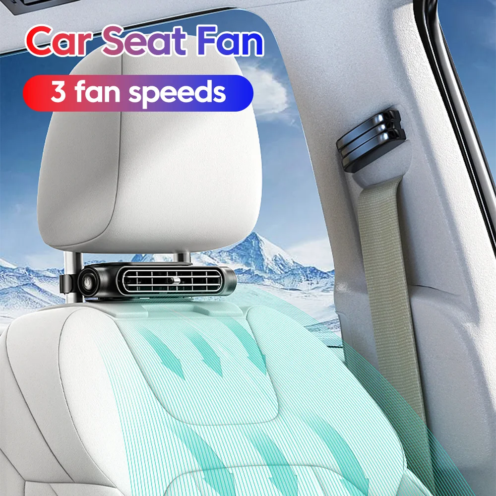 

USB Car Seat Headrest Fan 3 Speed Dual Turbo Air Cooler Vehicle Back Seat Ventilation Cooling Fan Auto Summer Accessories
