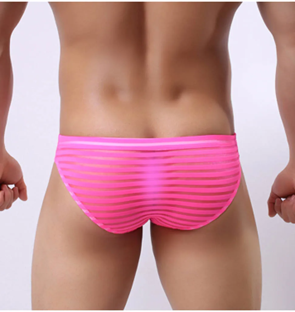 

JAXFSTK Sheer Mesh Bikini Men's Brief See-through Underwear Male G-string Micro Thong Transparent Breathable Ultrathin Underpant