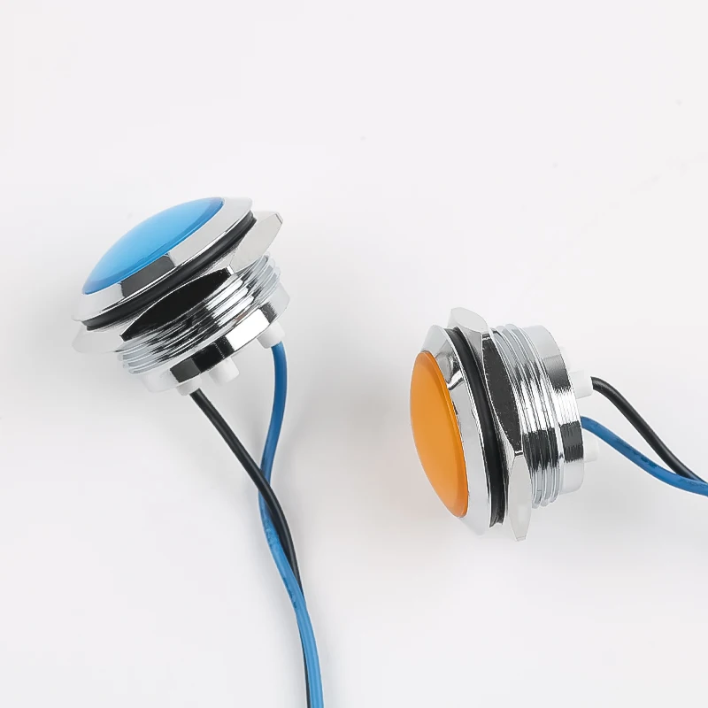 

19mm Ball Head Metal LED Indicator Light with Wire, IP65 Waterproof High Brightness Signal Lamp, 5 Colors (Red/Green/Yellow/Blue