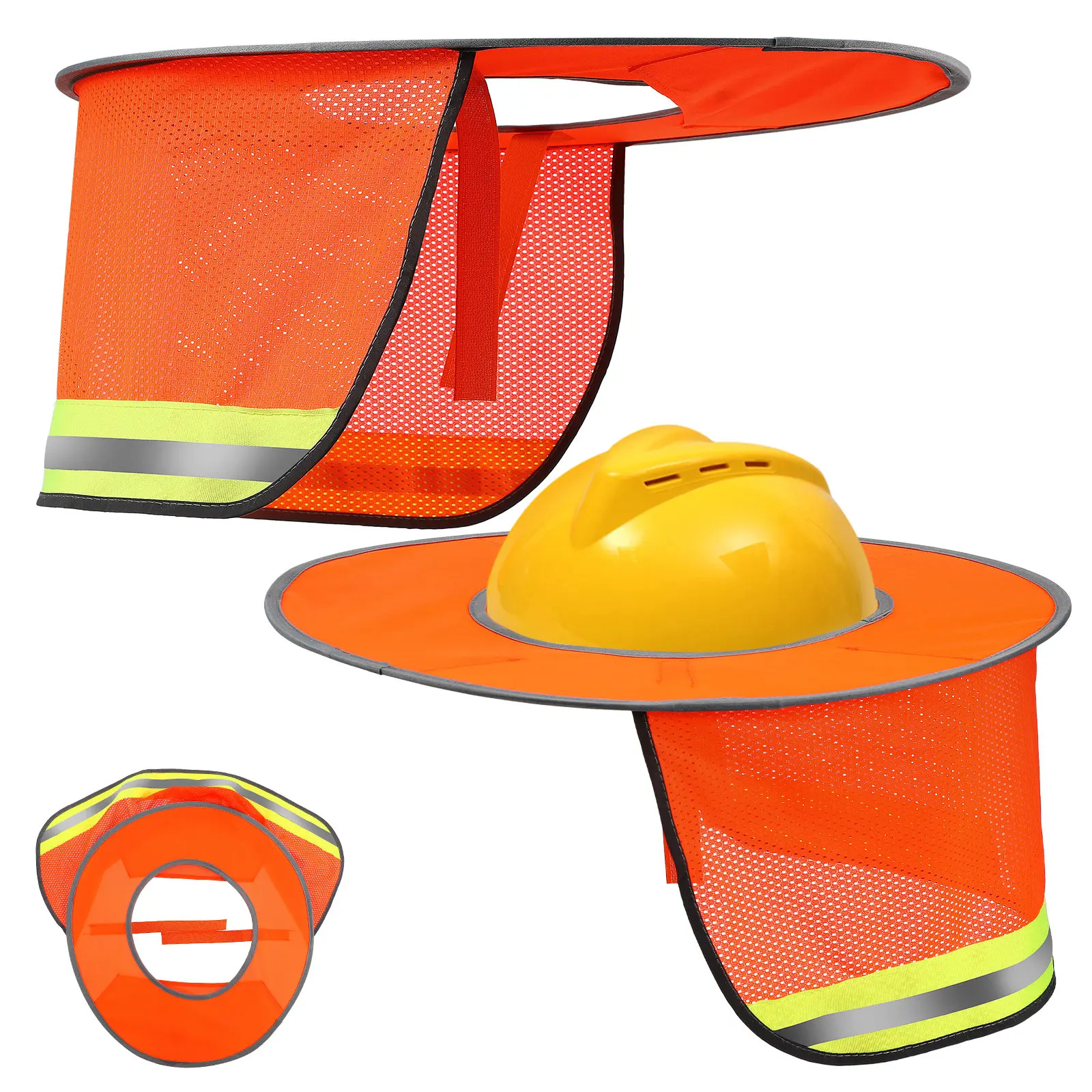 

2Pcs Hard Hat Sun Shade Full Brim Safety Visor Bright Reflective Color Neck Face Coverage Breathable Mesh