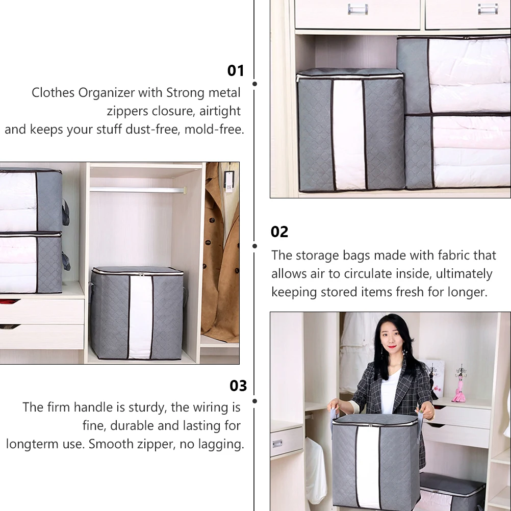

Clothes Storage Bags Non-woven Fabric Zippered Blanket Bags Thickened Closet Organizer Space Saver Washable Breathing