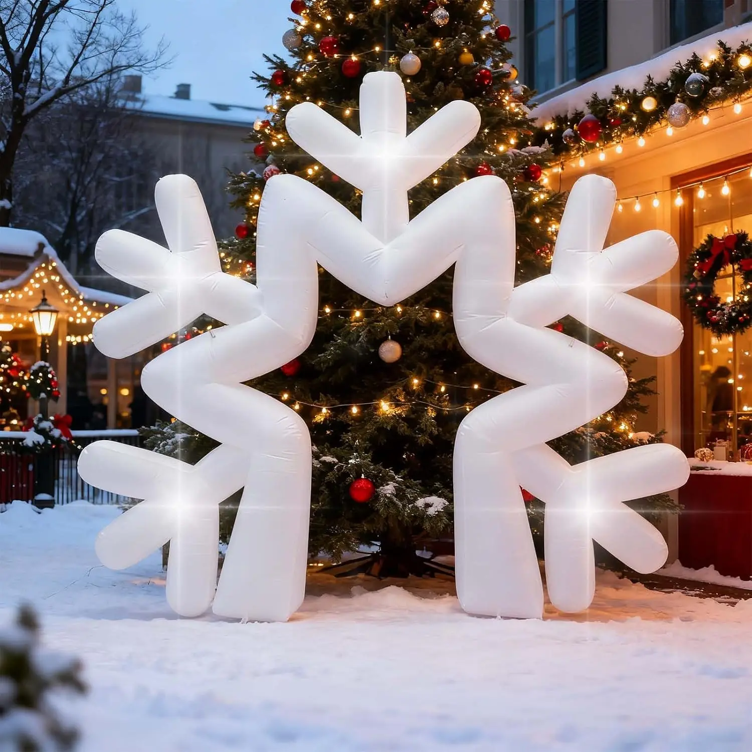 10Ft Inflatable Snowflake Arches Decoration, Oversized Christmas Event Decor with Built-In Blower and 5 LED Lights, Perfect for Lawn, Garden, Courtyard, Birthday, New Year Party, and Family Gathering