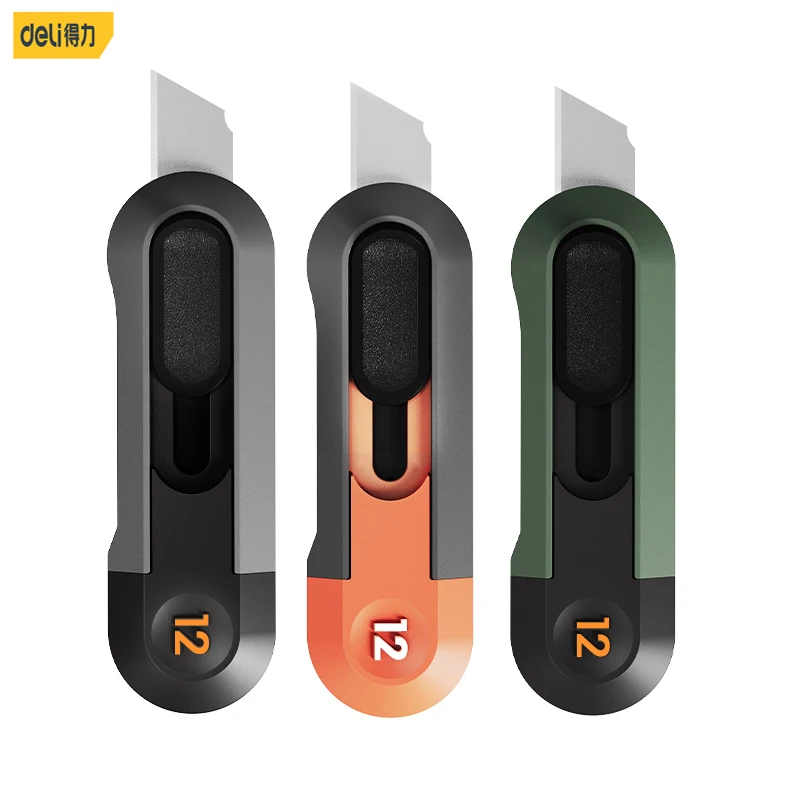 Deli-Portátil Mini Box Cutter, Faca Utilitária, Pequeno, Bolso Auto-Retrátil, SK5, Lâmina, Ferramentas de corte, Art Supplies, Bonito