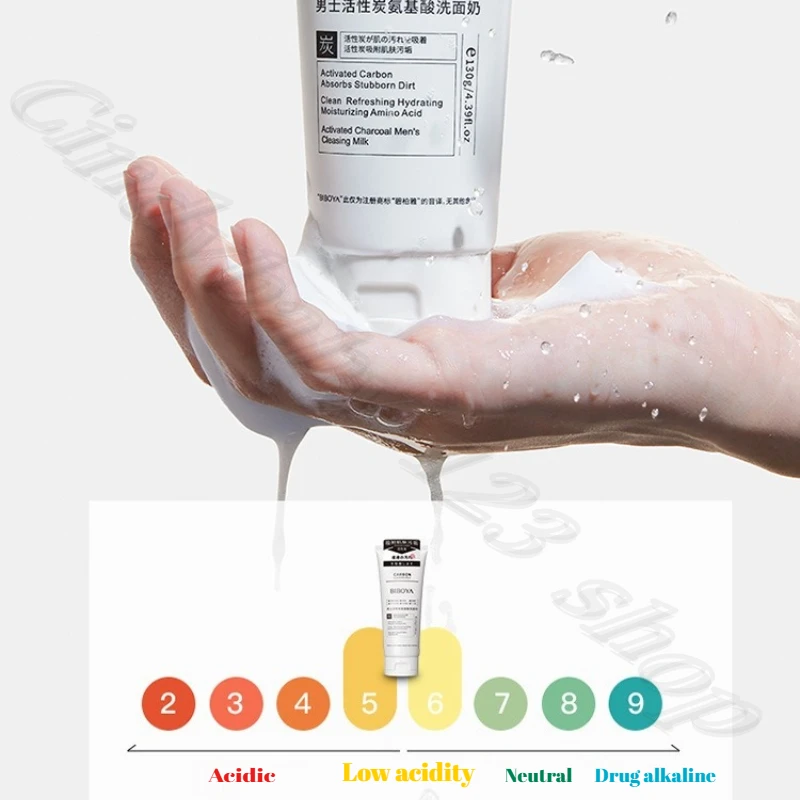 منظف للوجه بالأحماض الأمينية من الكربون المنشط للرجال، زيت تنظيف عميق مضاد لحب الشباب/الرؤوس السوداء/منظف المسام 130 جرام #3