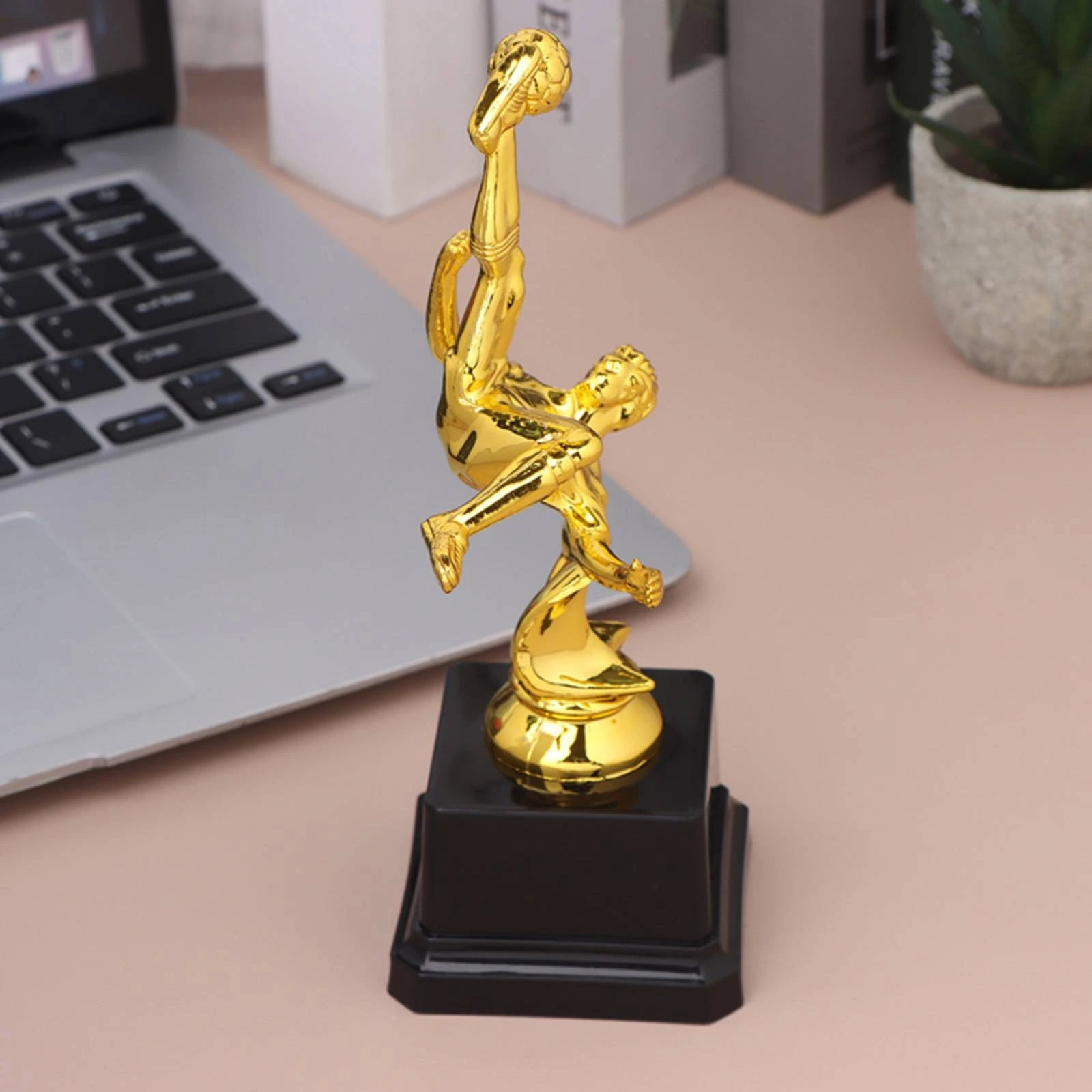 Mini Soccer Trophy Gold-Colored Trophy with Footballer Figure Lightweight Compact for Children, Sports Ceremonies view 3