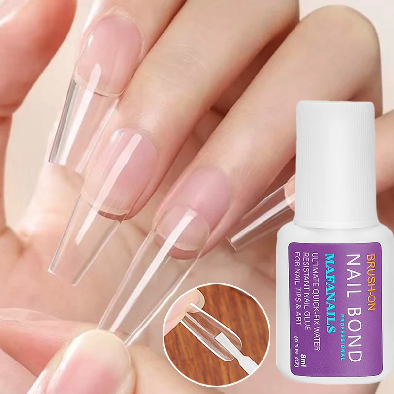 8ML Quick Drying Nail Glue with Brush Long Lasting Strong Transparent Professional Press on False Nails Tips Bond Glue Nail Tool