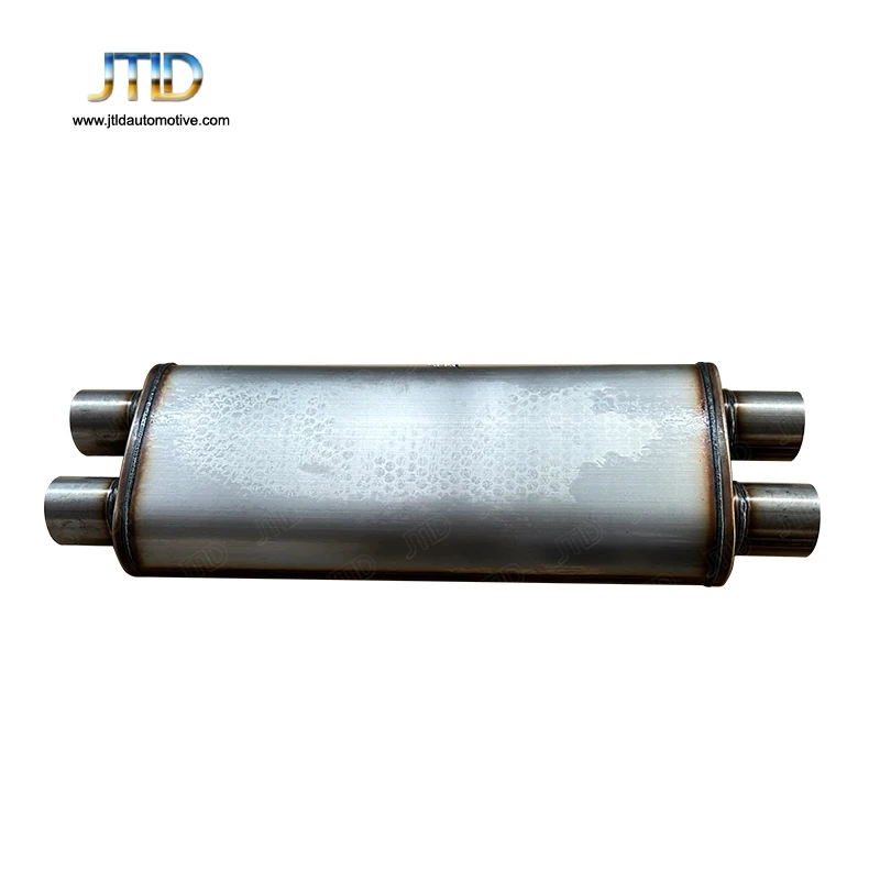 

JTLD High Flow Universal 2.5'' Dual Inlet 63mm Dual Outlet 409 Stainless Steel Oval Exhaust Performance Muffler