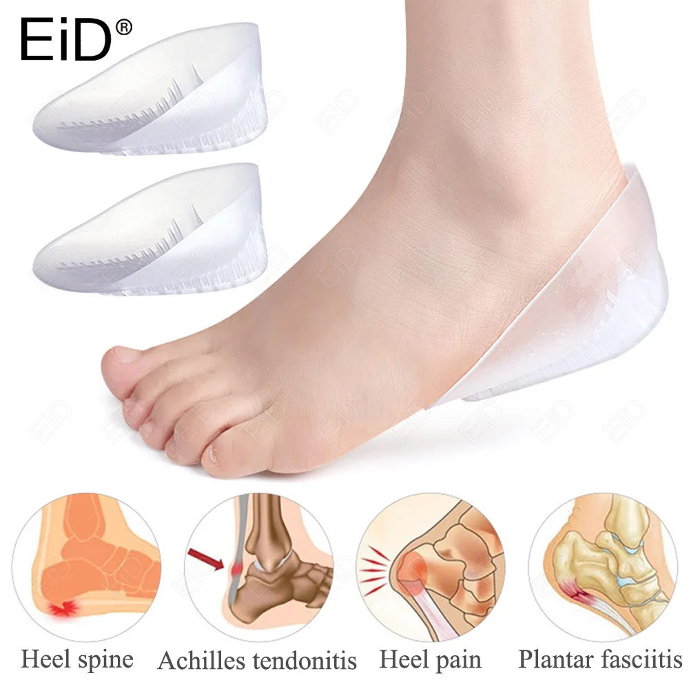 EiD Soft Silicone Gel Insoles for heel spurs pain Support Foot cushion Foot Massager Care Half Heel Insole Pad Height Increase