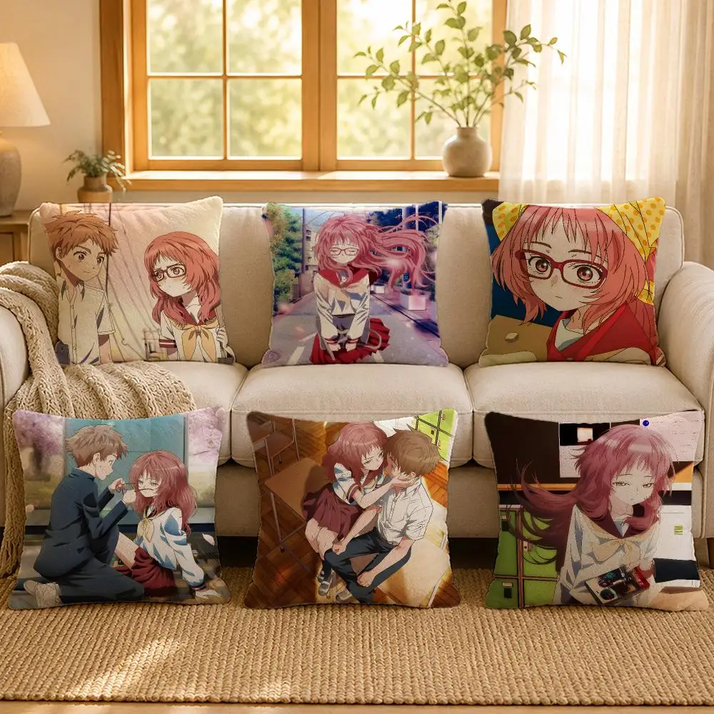 Anime Girl Forgot Glasses Cute Cushion Cover Personalized Short Plush Soft Bedroom Sofa Home Decor Gift