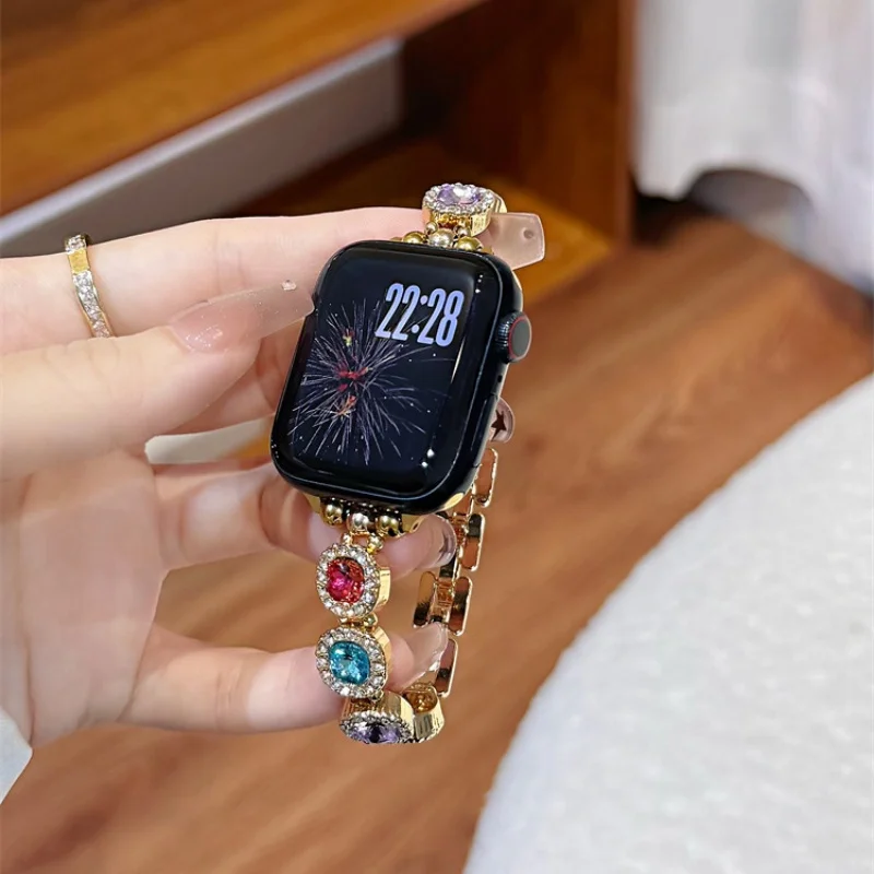 

Round edged color diamond metal buckle compatible with iWatch strap 38mm 40mm 41mm 42mm 44mm 45mm 49mm fashionable strap