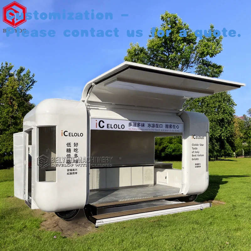 custom.Belyoo Mobile Kitchen Pod Style Street BBQ Snack Beverage Dessert Concession Trailer