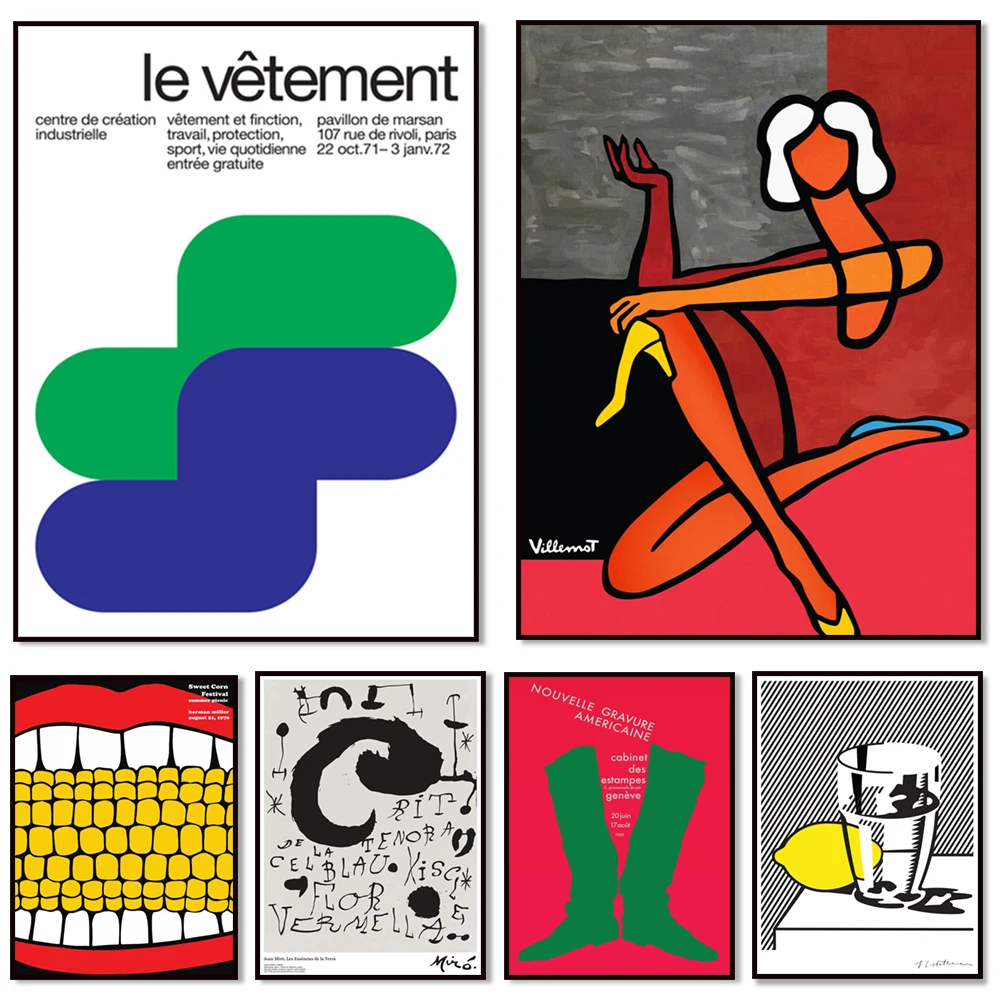 

Le vêtement, Paul Rand, 1971, Bauhaus, French, Living room, Abstract Graphics Art, Typography Poster, Mid Century