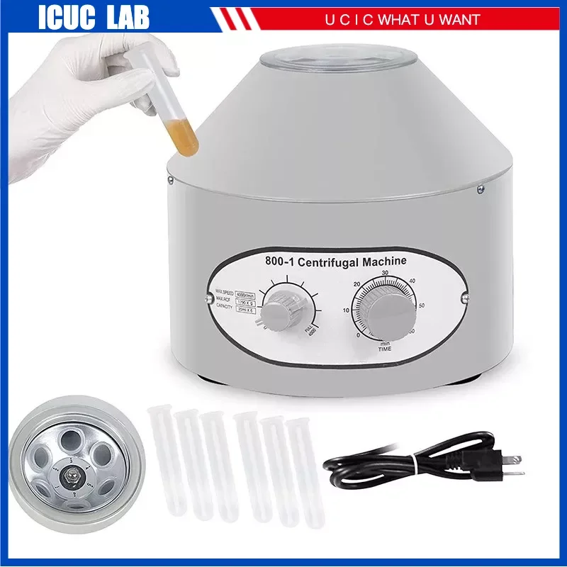 Desktop Low Speed Electric Medical Laboratory Plasma Separator Centrifuge Machine with Timer Control Lab Rotor 800-1