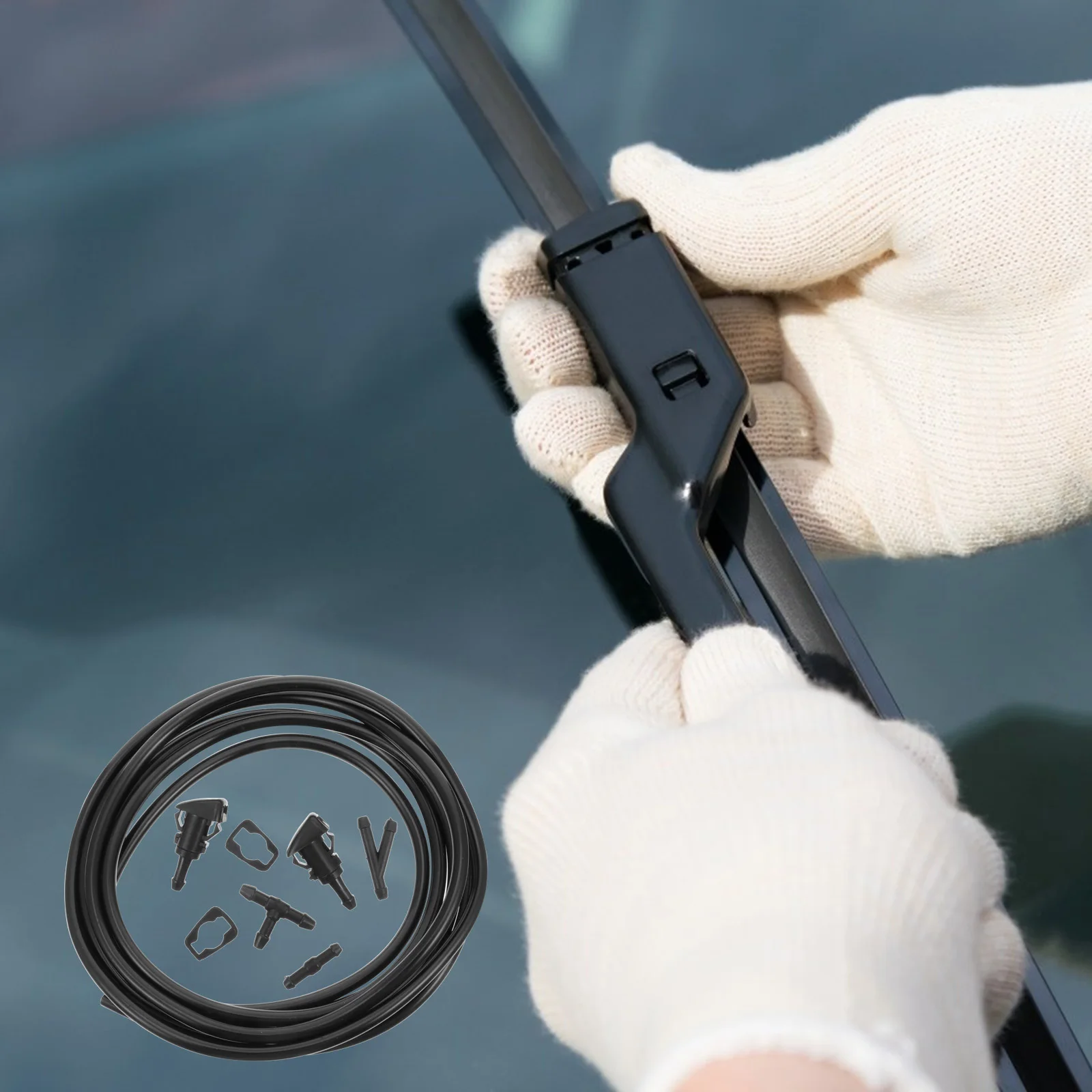 

6Pcs Car Spray Nozzle Hose Connector Kit 3 Meter Flexible Hose with 3 Adapters for Windscreen Washer Nozzle Replacement Easy