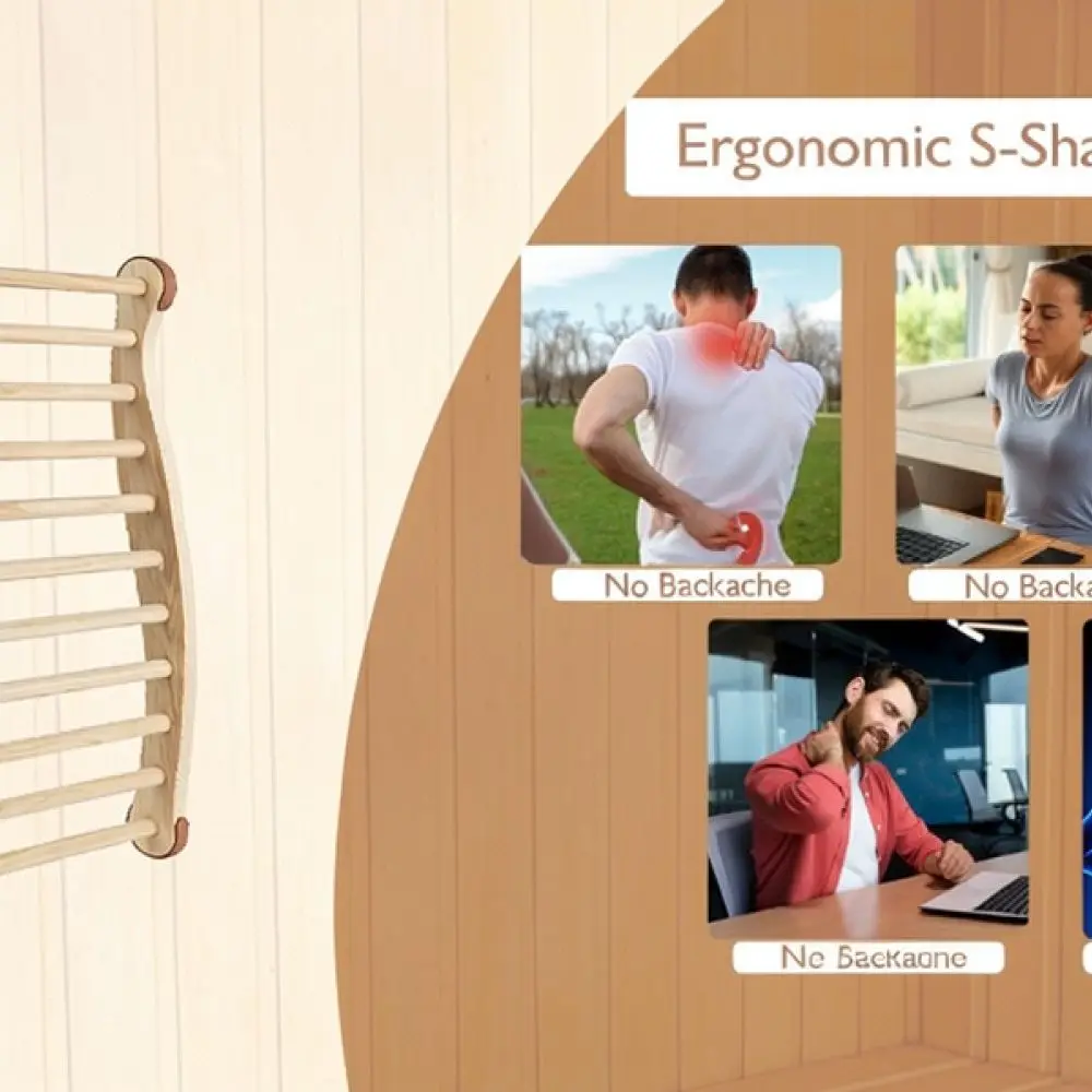 Natural Wood Sauna Back Support Wave Shaped Steam Room Rest Backrest Durable Ergonomic Accessory For Sauna Relaxation