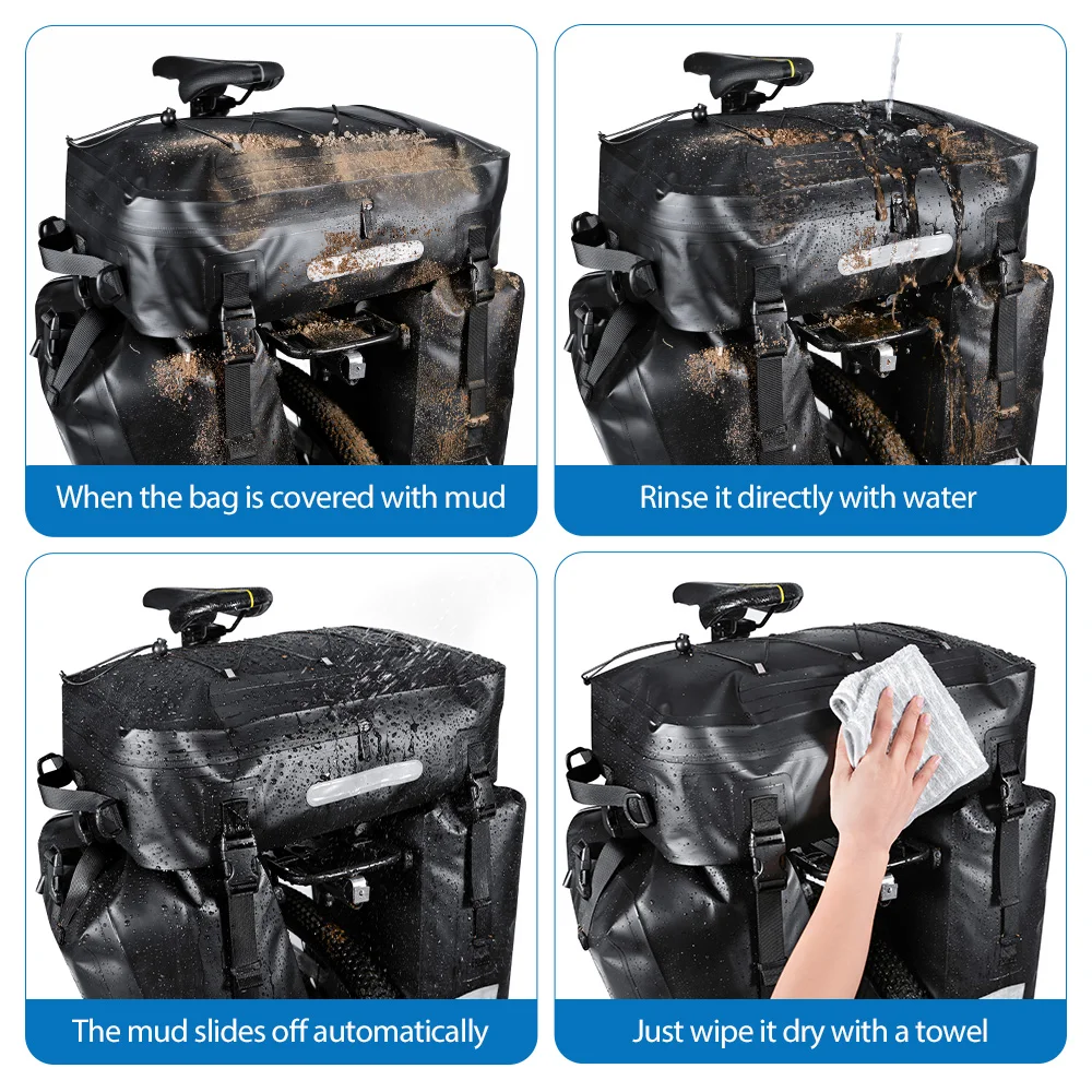NEWBOLER Fahrradtasche 3 in 1 Fahrradtasche 74L Große Kapazität Wasserdichte Fahrradtasche Fahrrad-Gepäckträgertasche Fahrrad-Gepäcktasche – Detail 7
