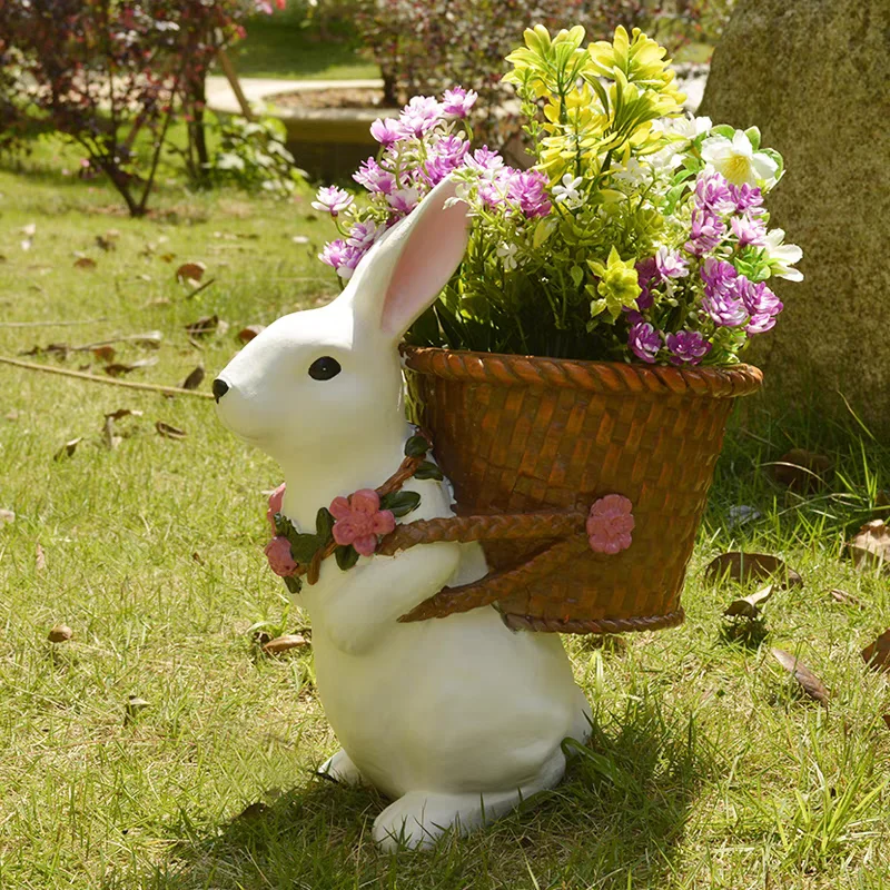 Outdoor Garden Cartoon Rabbit Flower Pot American Rural Creative Balcony Arrangement Courtyard Landscape Decoration