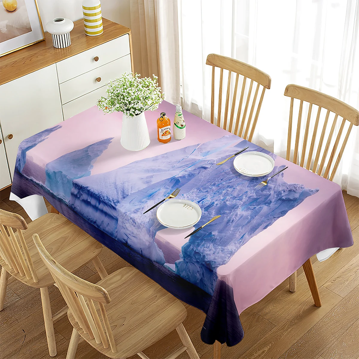 Tablecloth Rectangular Antarctic Iceberg Magical Natural Landscape Scene Decor Tablecloth Kitchen Dining Room Party Decorations