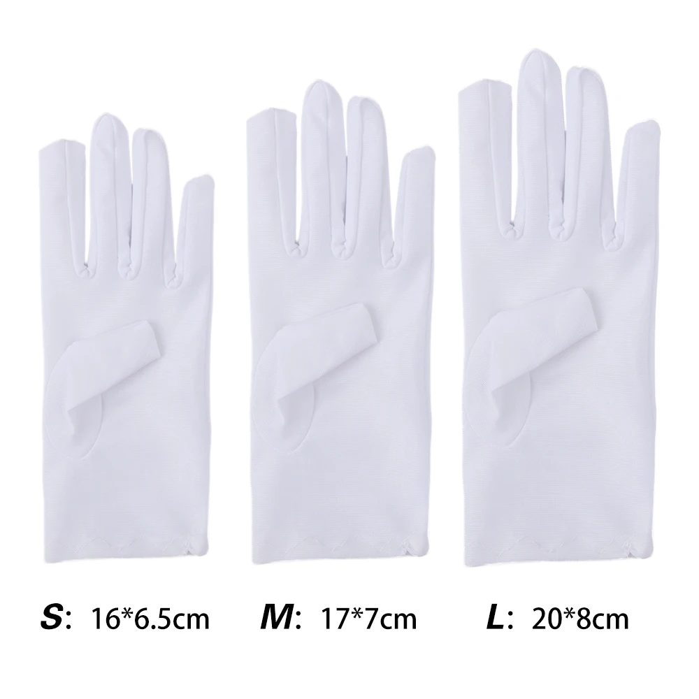 Guantes elásticos de LICRA para niños y niñas, color blanco, a la moda, para baile, etiqueta, actuación en escenario, 1 par