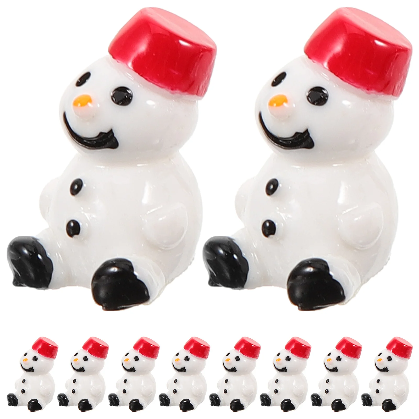 

10Pcs Cute Snowman Ornaments Resin Mini Christmas Decor for Crafting Village Layout Bedroom Table Holiday Setup