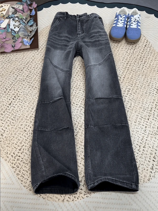 

Retro Waed Distred Men's Jeans High Street Sle Loose Straight Leg Tapered Long Pants American Sle Spring Season