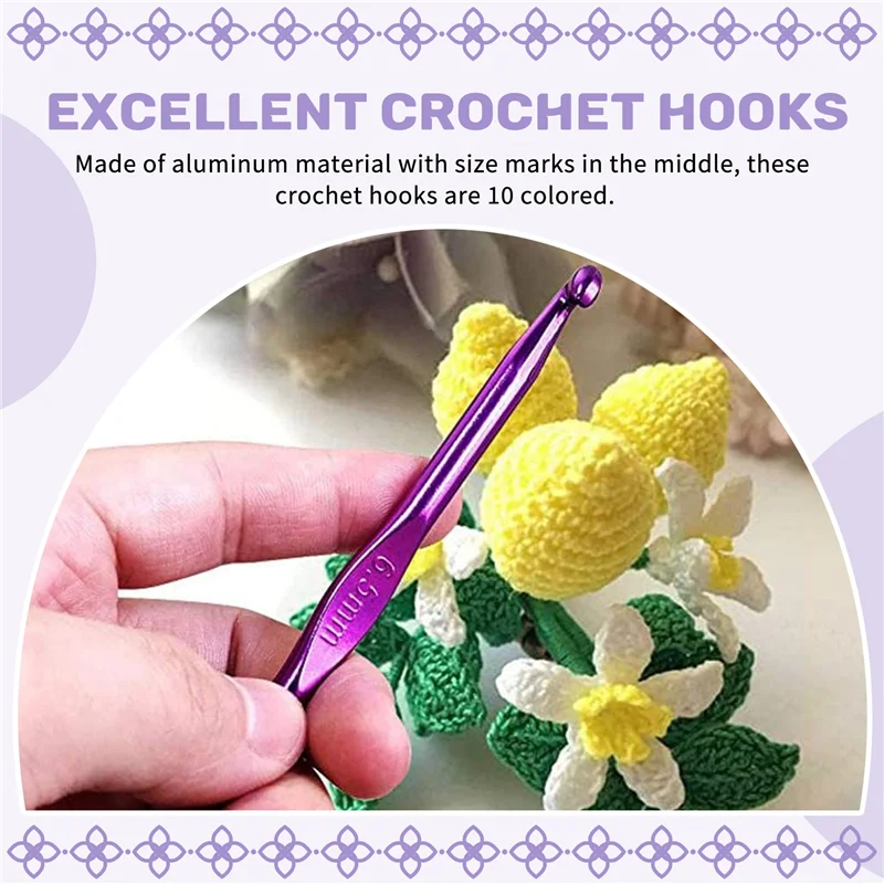 A59E-100Pcs خطاف كروشيه مع مجموعة أدوات قياس الغزل المتماسكة #3