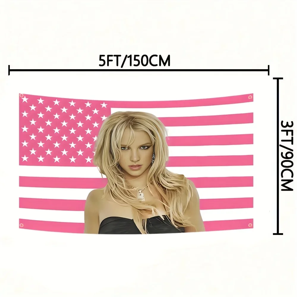 Customization A Tapestry Featuring Britney Spears With A Design Of The American Flag, Showcasing Her Blonde Hair And Makeup, Mea