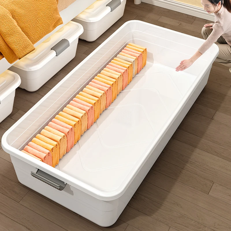 

Flat Underbed Storage Box with Wheels for Clothes Organization And Storage Underbed Drawer Style Moisture Proof Box
