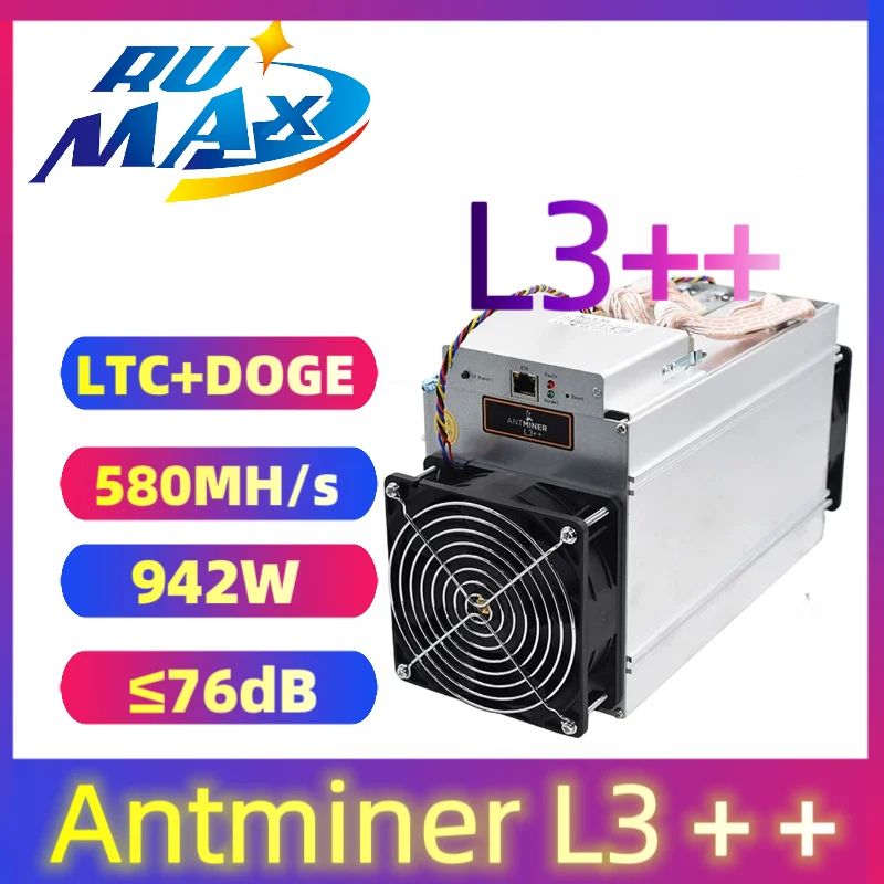 Antminer L3++( With PSU )Scrypt Litecoin Miner 580MH/s LTC Come with Doge Coin Mining Rig ASIC Miner Than Antminer L3