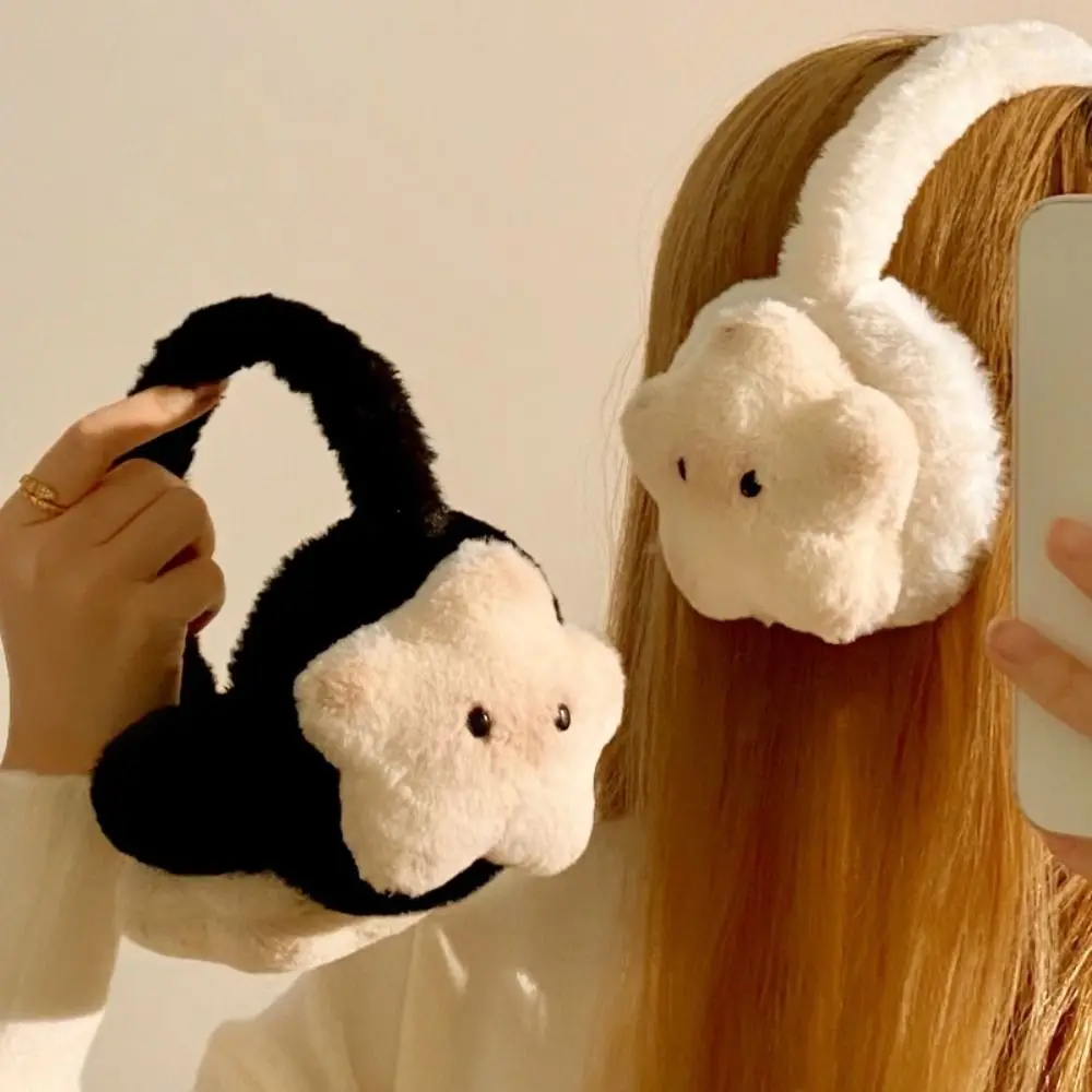 Cute Star Design Warm Ear Muffs Cat Shaped Cartoon Pattern Cat Earmuffs Thickened Ear Protection Accessories Women Girls