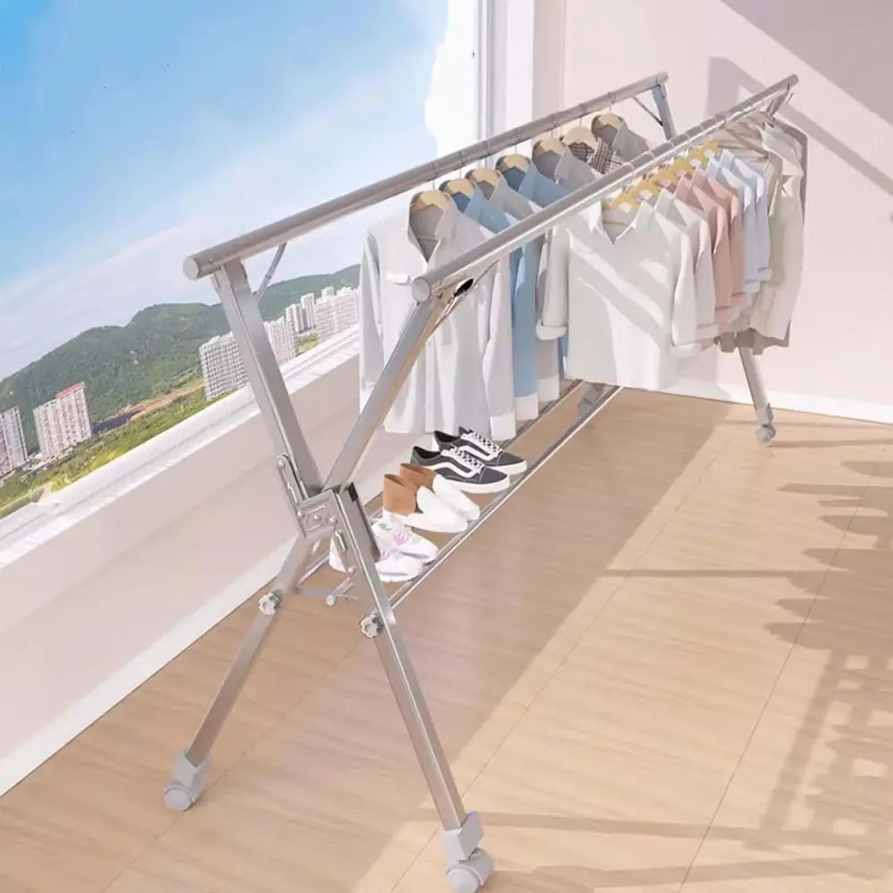 

Space-Saving Stainless Steel Clothes Drying Rack, Indoor/Outdoor, Durable and Easy Storage, 63 Length