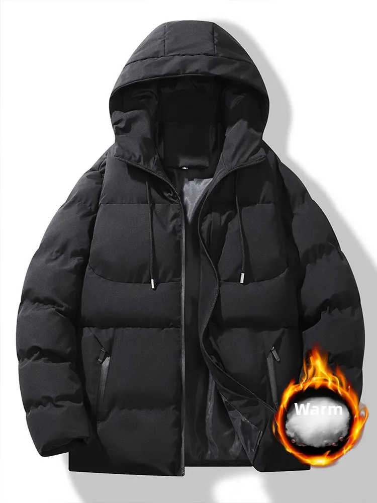 

Men's Winter Thiened Warm Cotton Jaet down Feather Hooded Anti-Cold Faion Outerwear Youth ular Long Sve Zipper